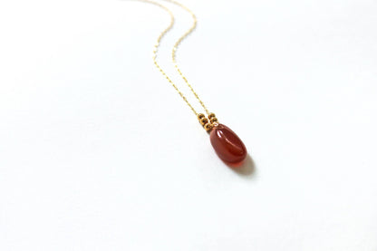 Carnelian Drop Necklace 14k GF Chain 18"