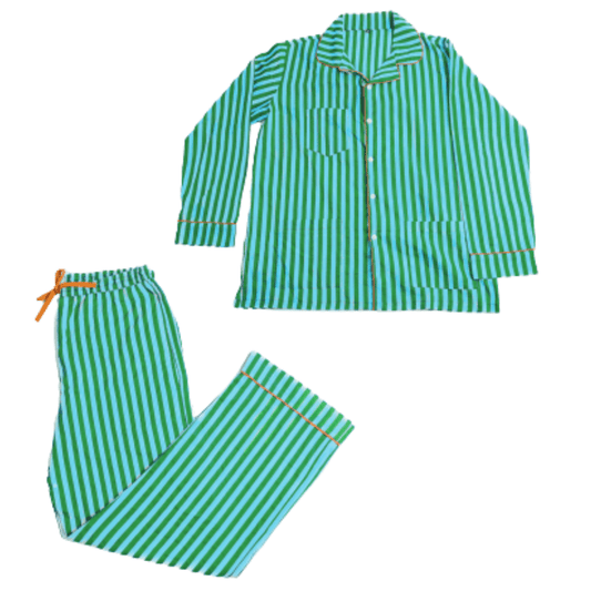 Bonnie Pajama Set: Green & Blue