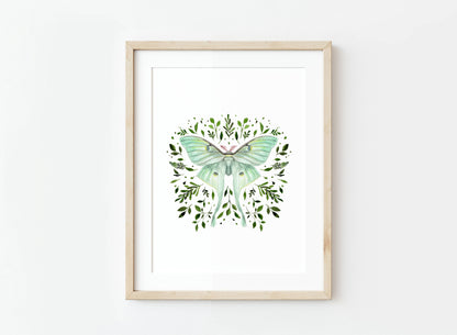 Luna Moth Watercolor Artwork Print