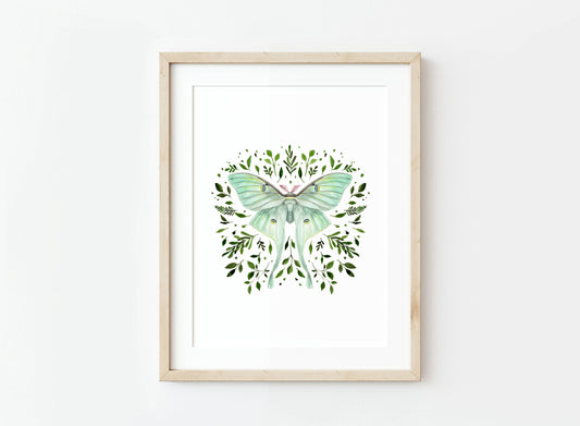 Luna Moth Watercolor Artwork Print