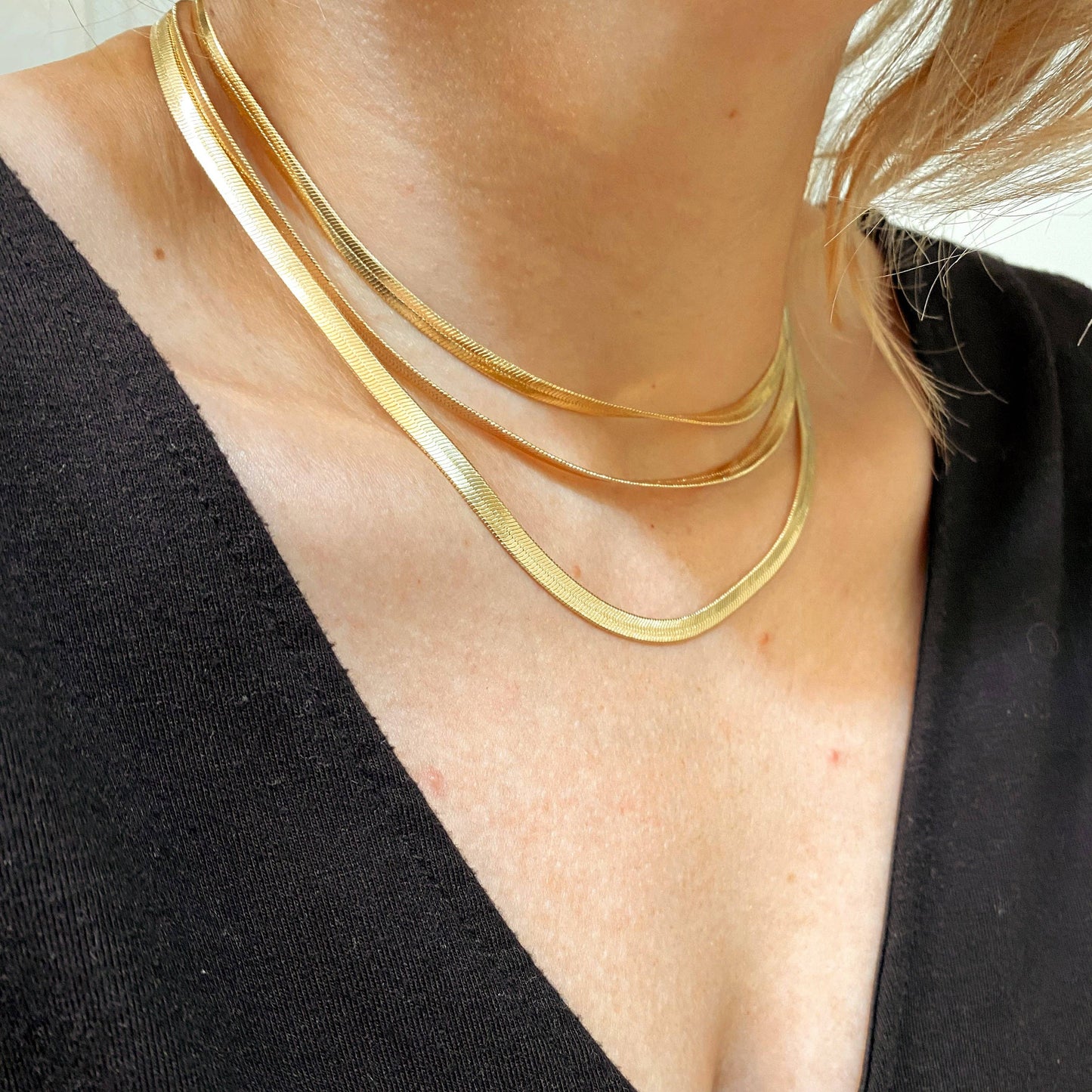 18k GF Herringbone Necklace 18 in