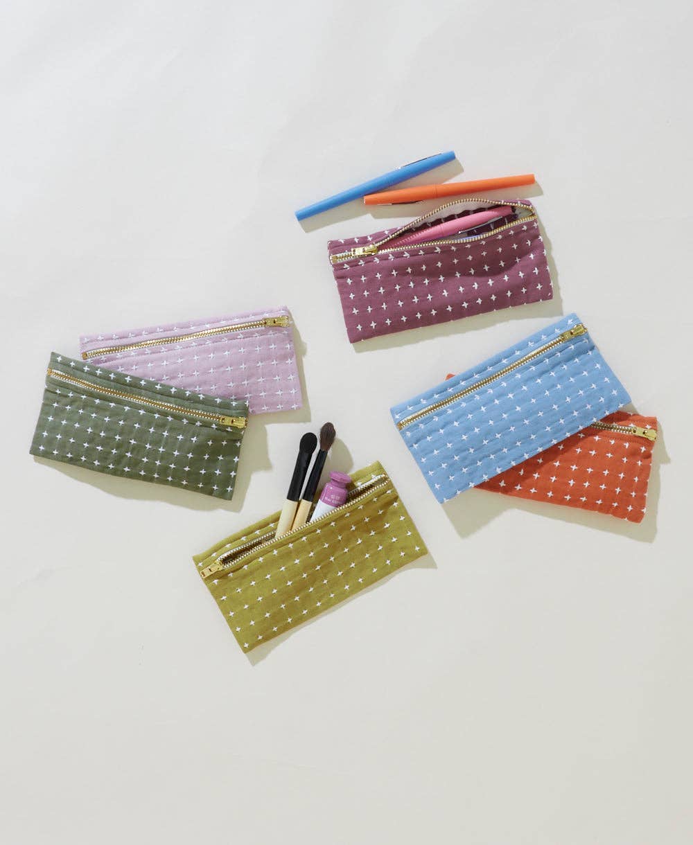 Cross-Stitch Pencil Case: Moss