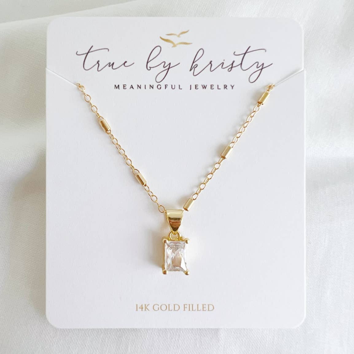 Clear CZ Pendant Necklace Gold Filled