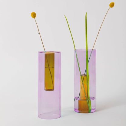 Reversible Glass Vase - Large: Blue/Yellow
