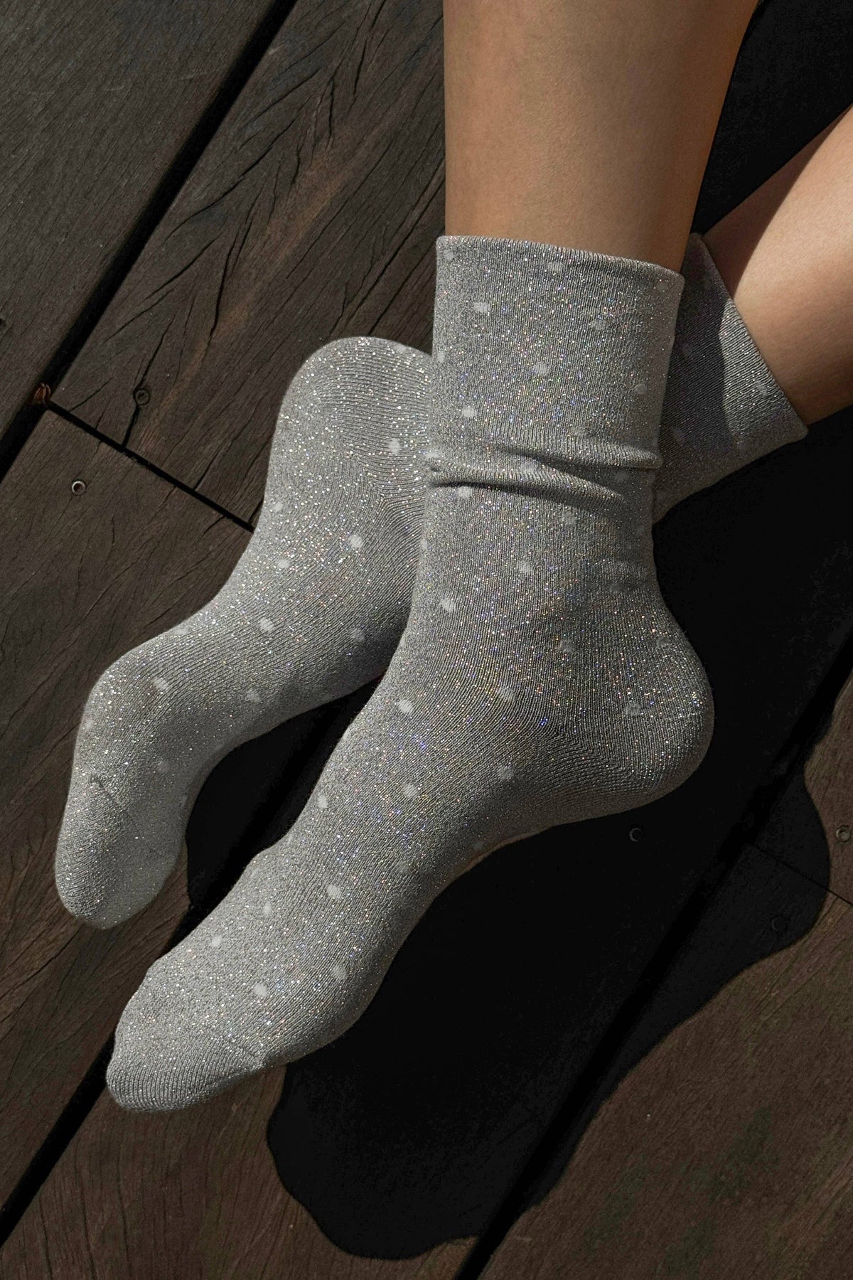 Le Bon Shoppe - Lurex Patterned Sneaker Socks (Wholesale): Polka Dot - Red/Pink