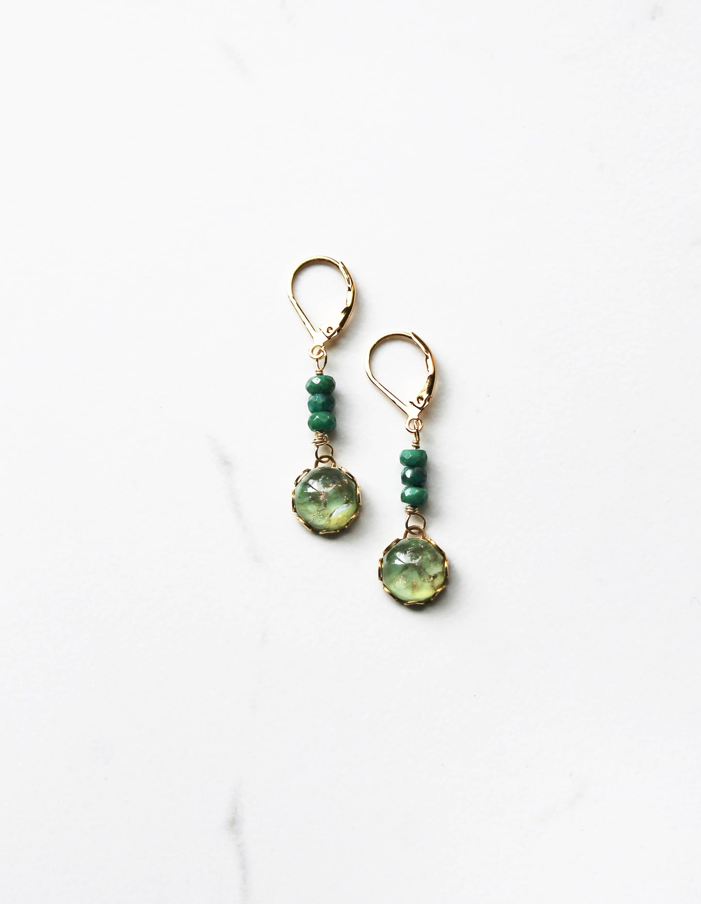 Emerald & Vintage Glass Earrings | GF