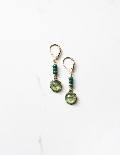 Emerald & Vintage Glass Earrings | GF
