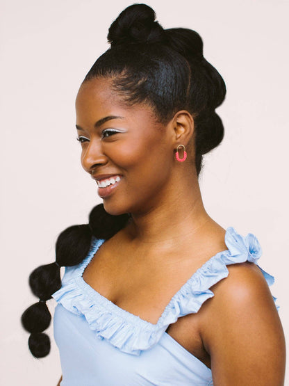 Mini Macramé Link Earrings: Dayglow