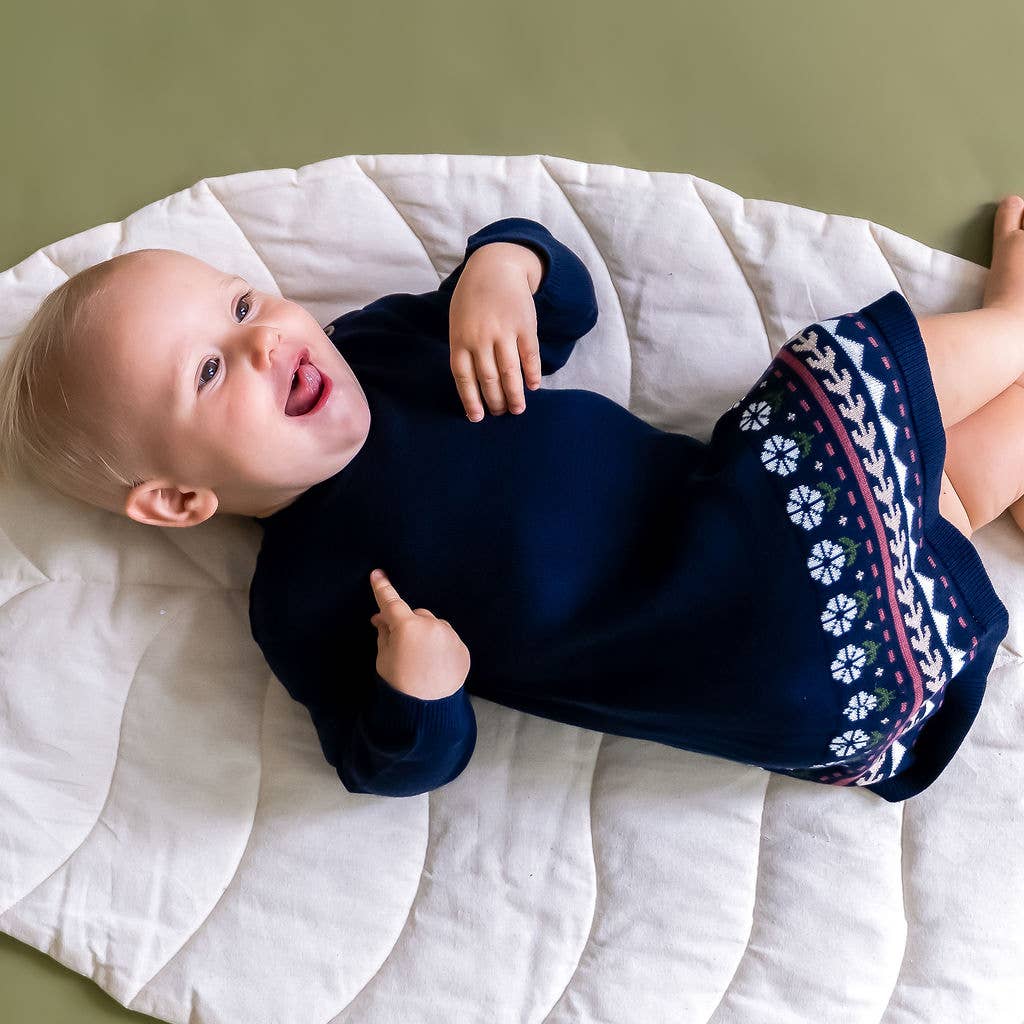Fair Isle Knit Dress : Navy Blue / 6-12M