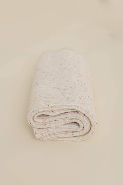 Sprinkle Organic Cotton Knit Ribbed Blanket - Oat
