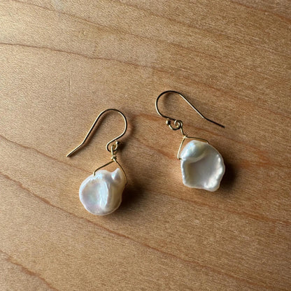 Keshi Pearl Earrings / 14k gold