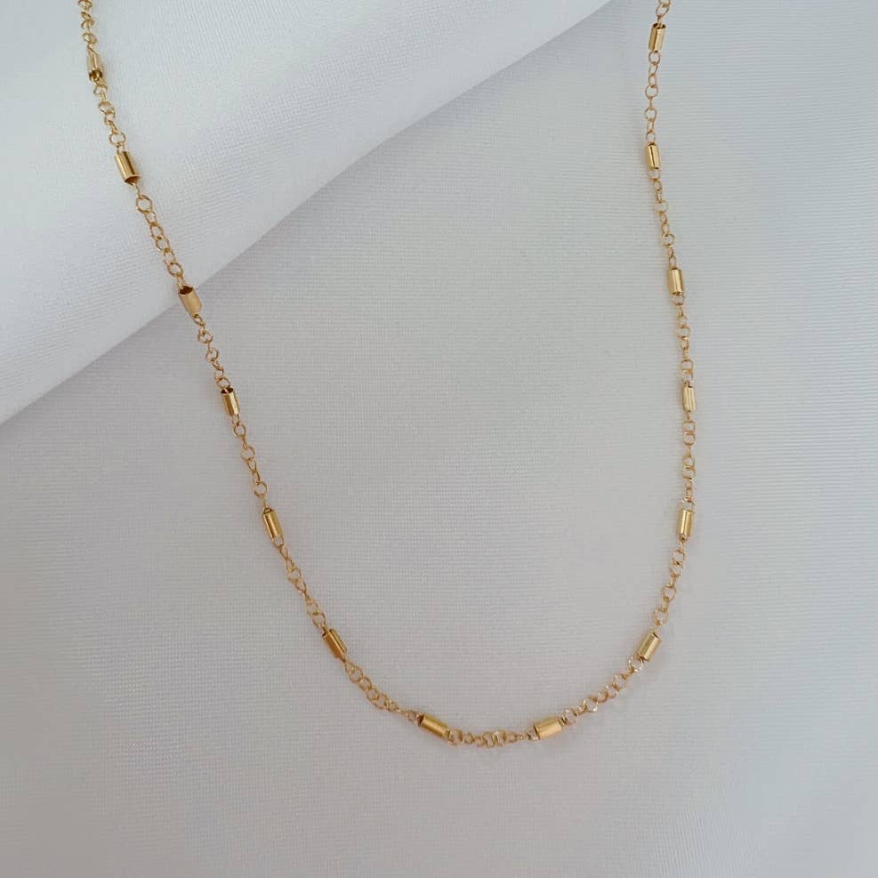 Jake Bar Cable Necklace Gold Filled: 18”