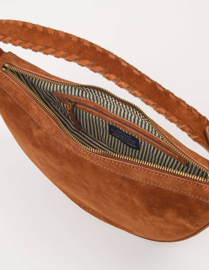 O My Bag - Leo Midi Shoulder Strap - Cognac Suède with Classic Leather: Cognac / Suede / Small