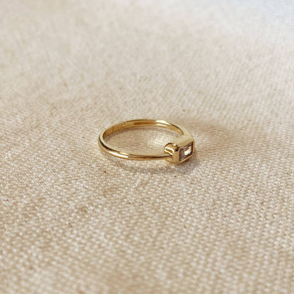 18k Gold Filled Rectangle Solitaire Ring: 9