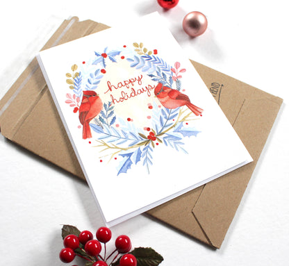 michele maule - Holiday Card - Two Cardinals Happy Holidays 