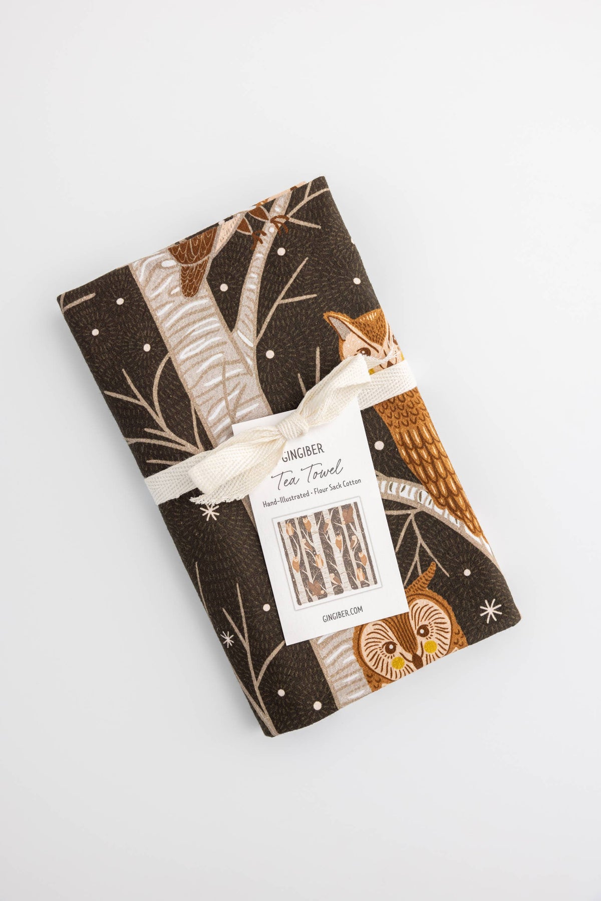 Owl & Woodland Tea Towel