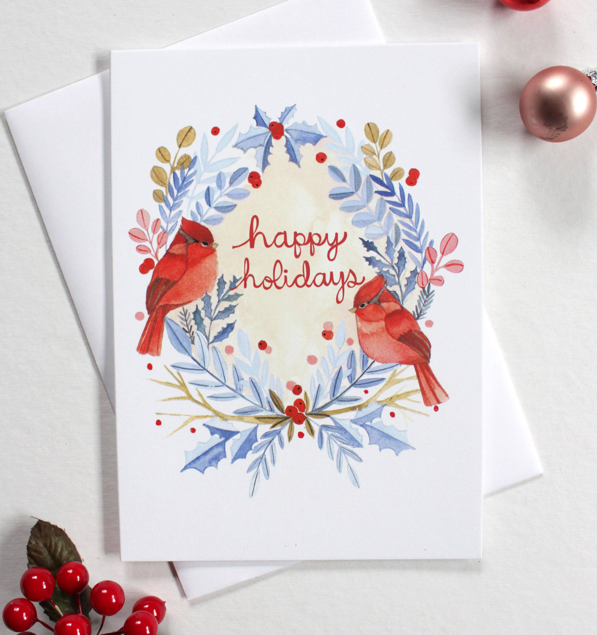 michele maule - Holiday Card - Two Cardinals Happy Holidays 
