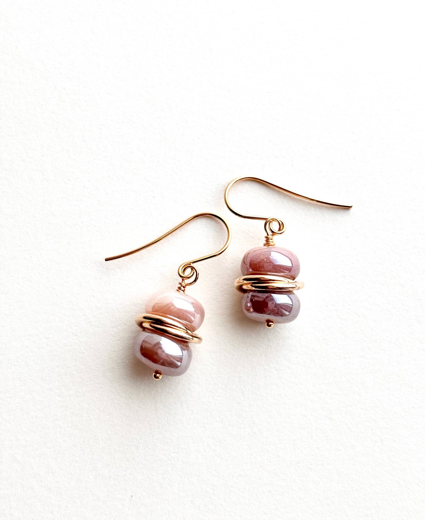 Peach Moonstone Earrings - GF