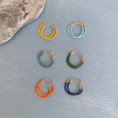 Little Japanese Beaded Hoops Navy