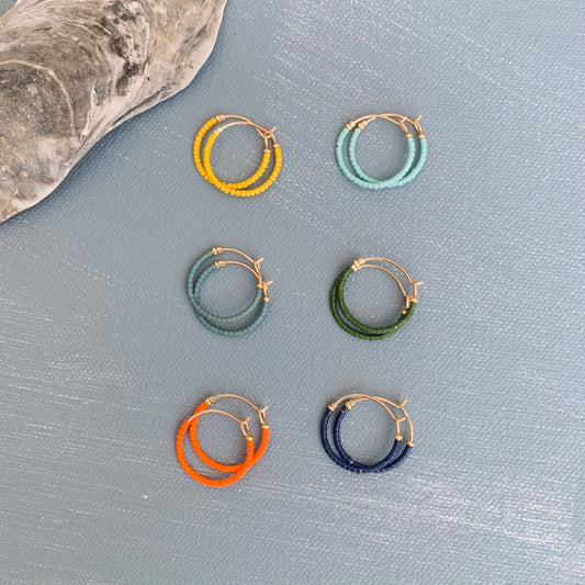 Little Japanese Beaded Hoops Navy