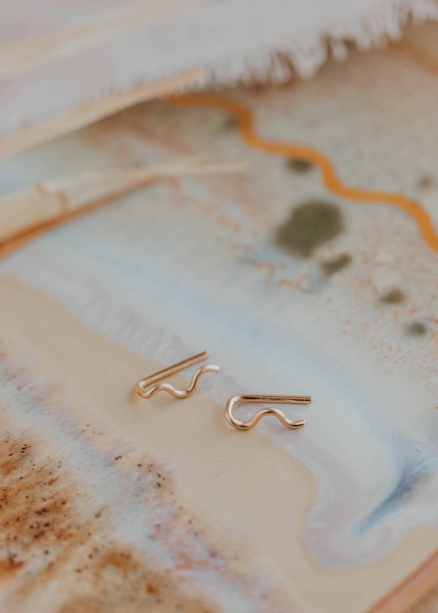 Tiny Wave Ear Climbers 14kt Gold Fill