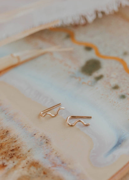 Tiny Wave Ear Climbers 14kt Gold Fill