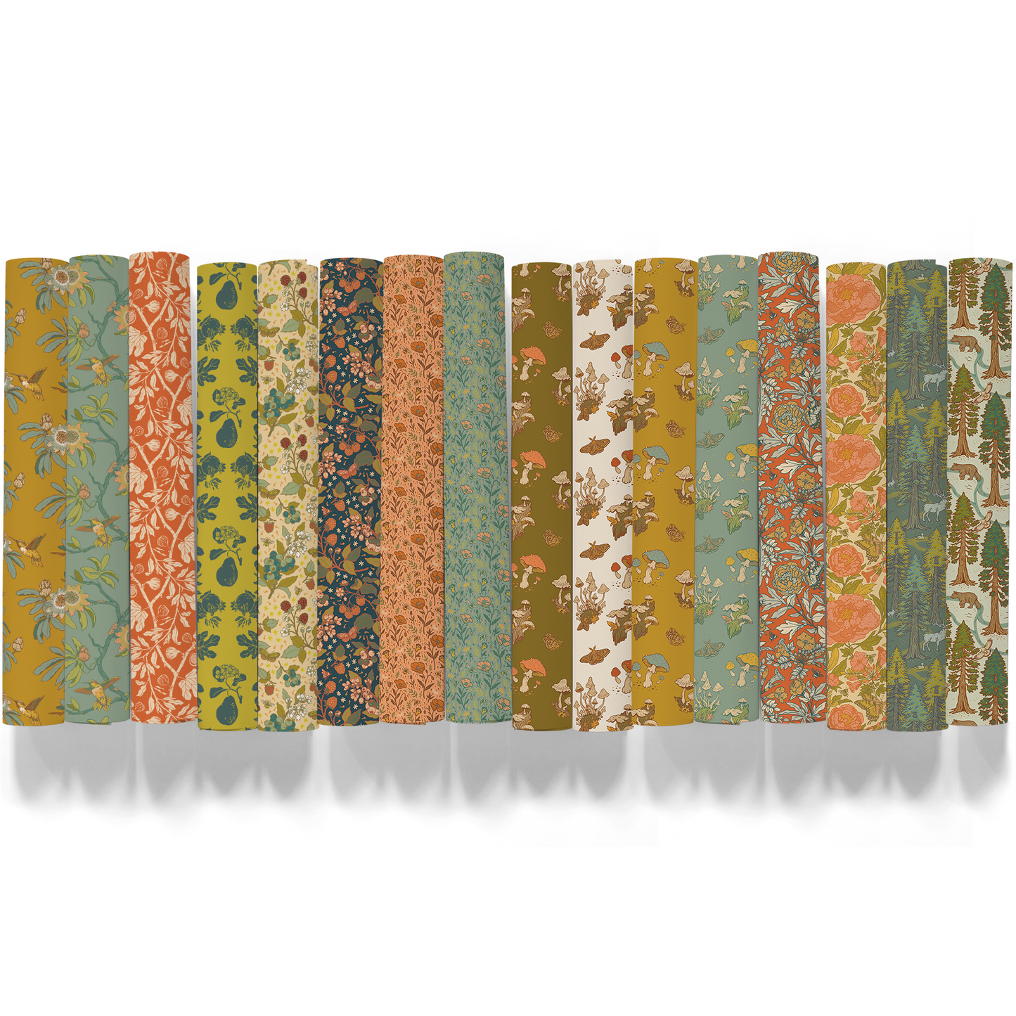 Mushrooms Wrapping Paper Blue/Mustard