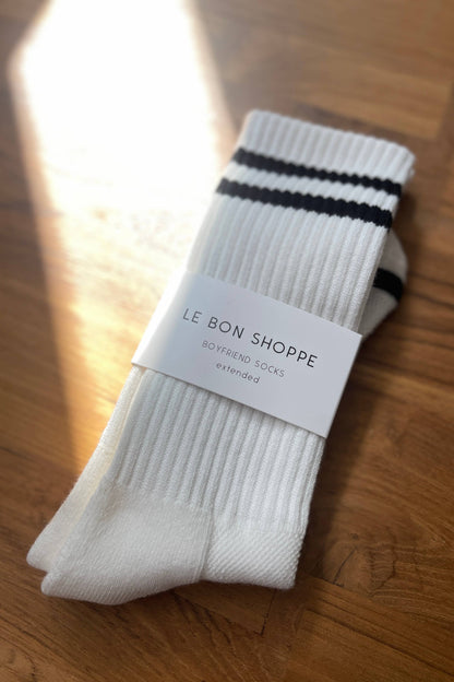 Le Bon Shoppe - Extended Boyfriend Socks: Classic White