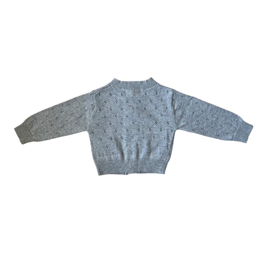 Luna + Luca Pointelle Cardigan - Heather Gray