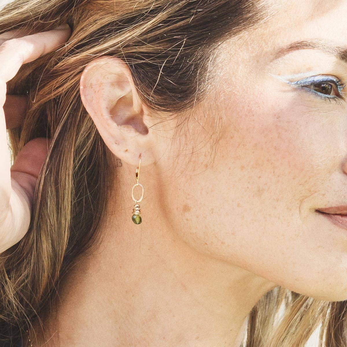 Peridot Gemstone Earrings - Gold Filled
