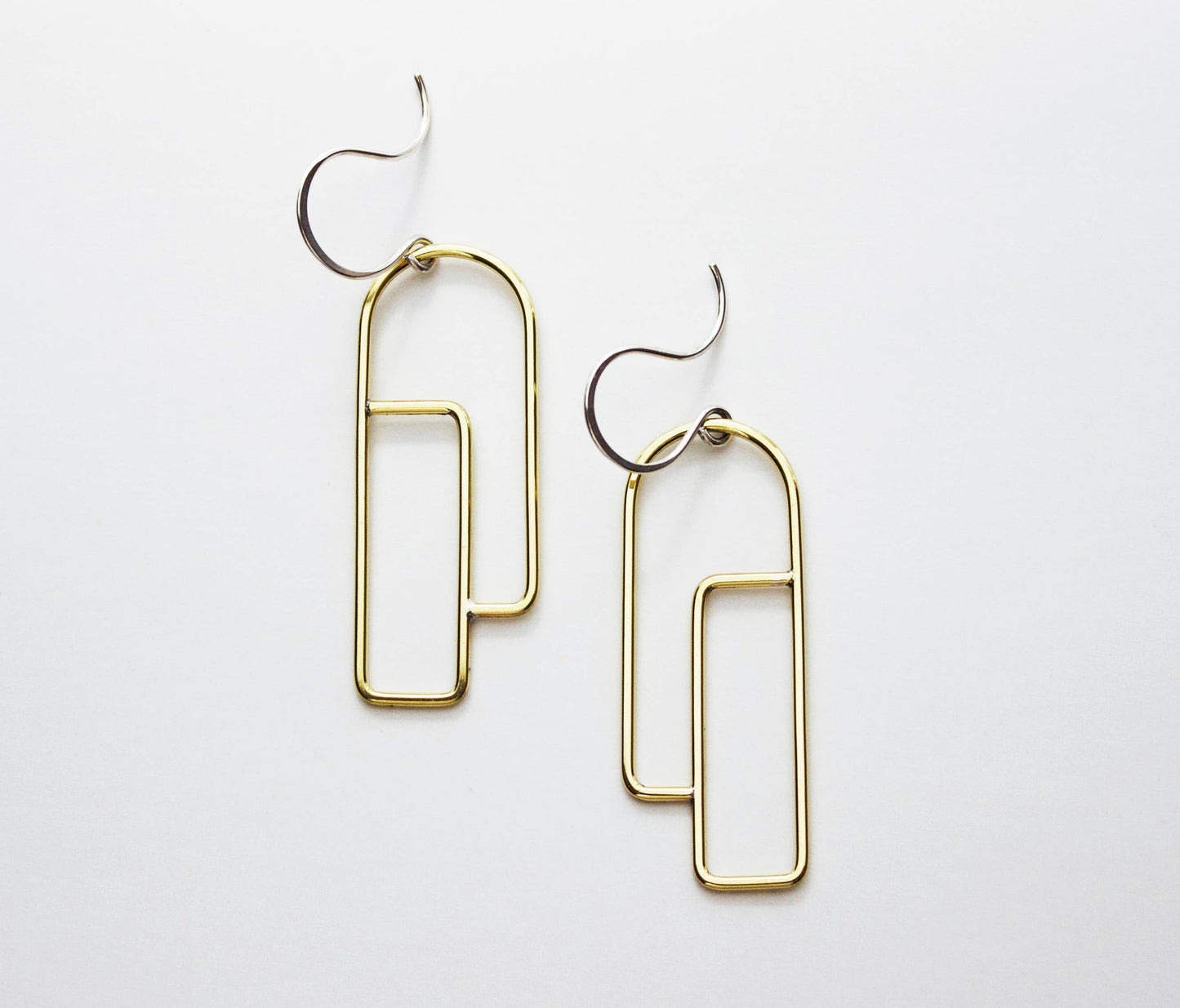 Long Profile Earrings: Brass Pendants