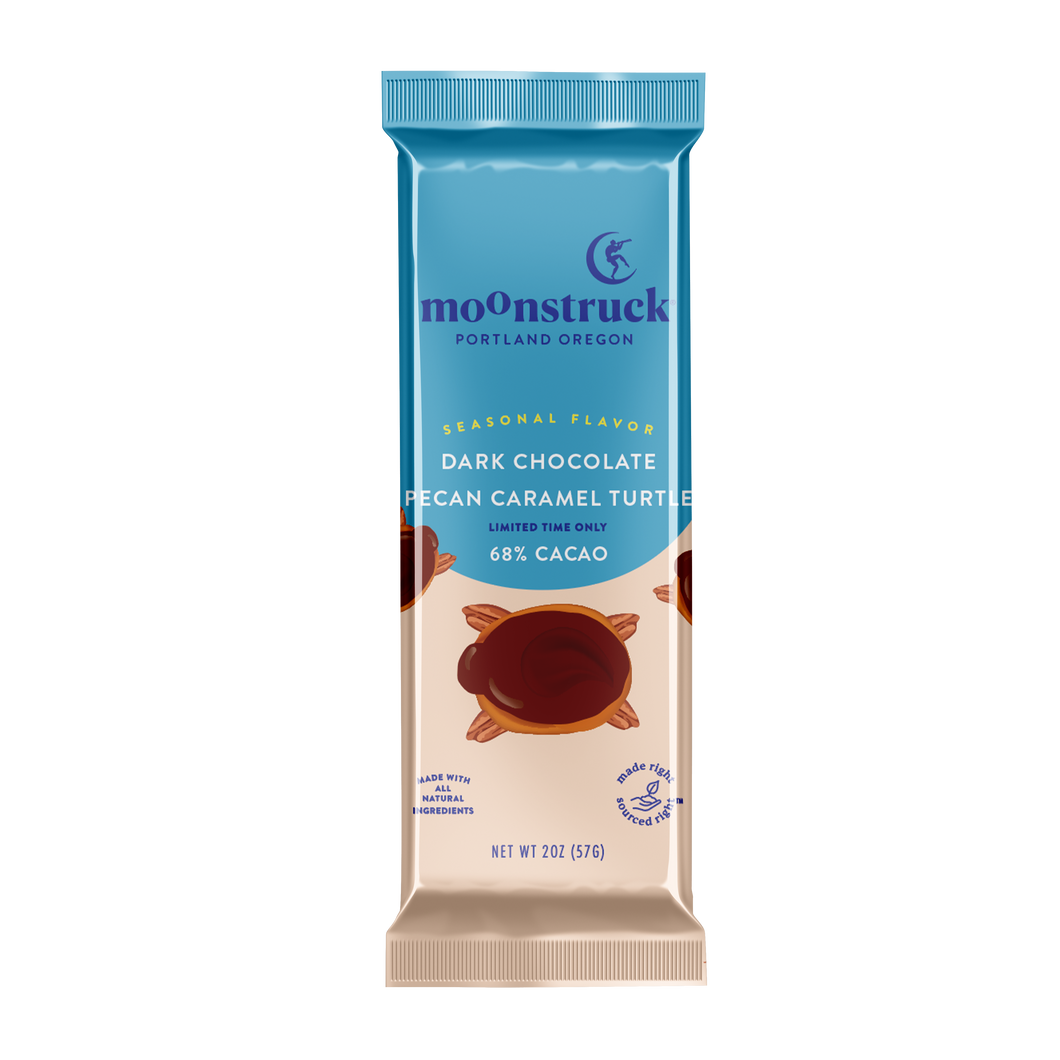 Moonstruck Chocolate Co Seasonal Dark Chocolate Caramel Turtle Bar