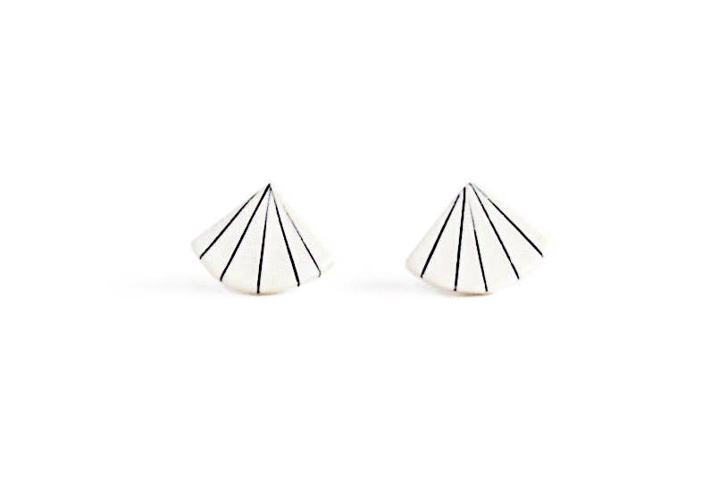 Porcelain Pinstripe Fan Earrings