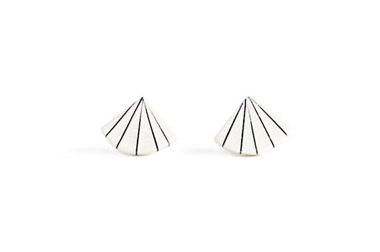 Porcelain Pinstripe Fan Earrings
