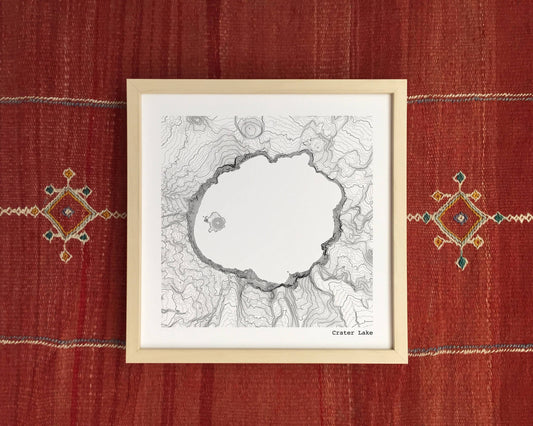 12'' x 12'' Crater Lake National Park Oregon Topographic Map - Art Print
