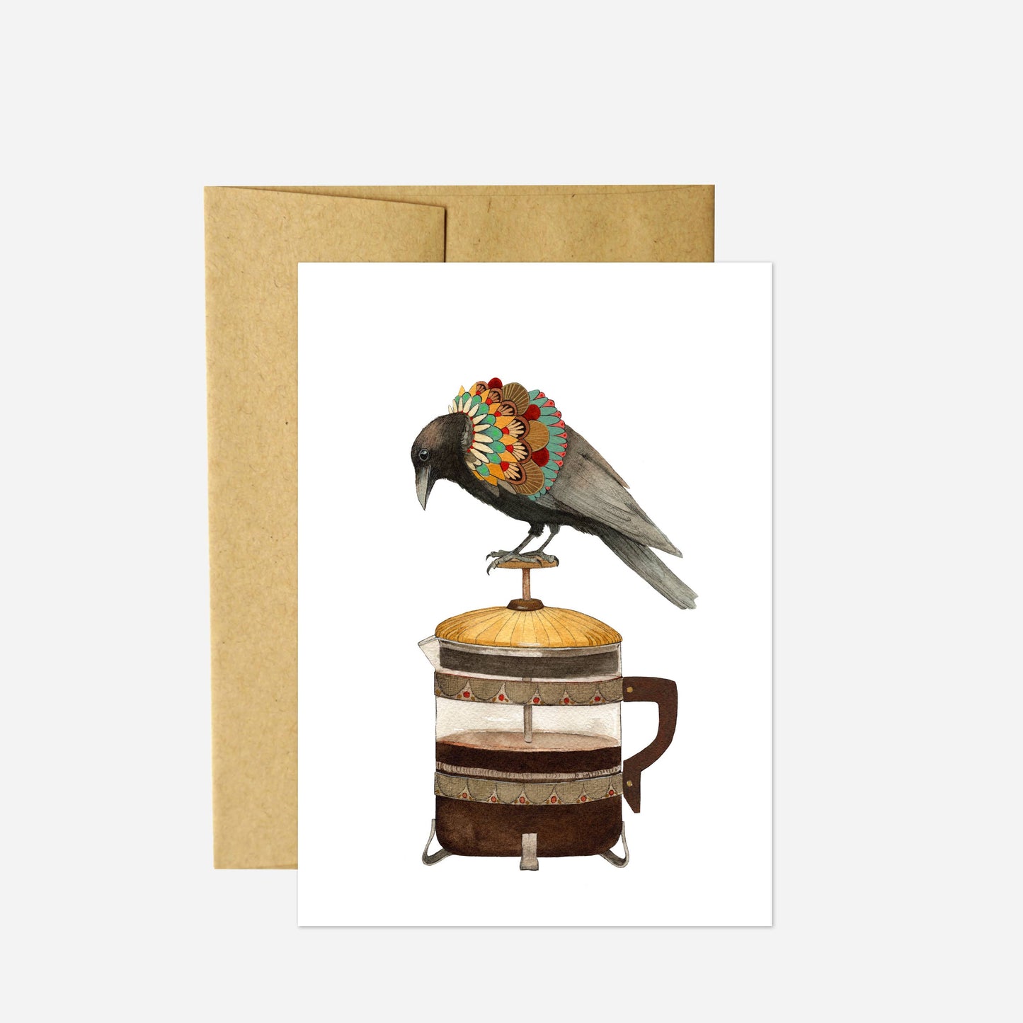 Coffee Crow Blank Greeting Card