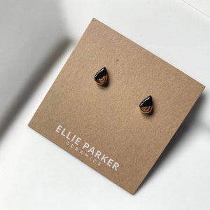 Ellie Parker Ceramics - Black Ceramic Teardrop Gold Accent Stud Earring