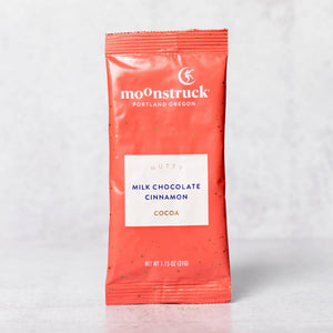 Moonstruck Chocolate Co - Nutty:Cinnamon Milk Chocolate Hot Cocoa Single Serving Pouch