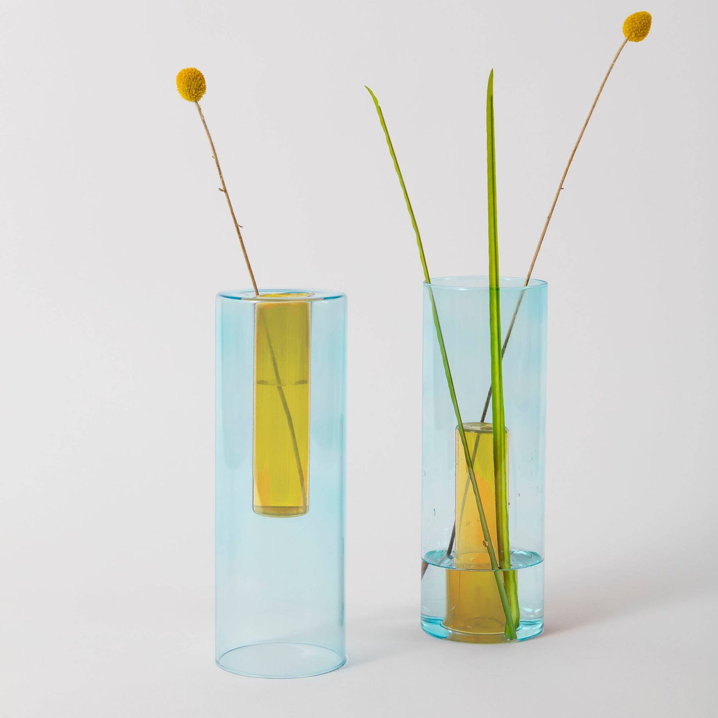 Reversible Glass Vase - Large: Blue/Yellow