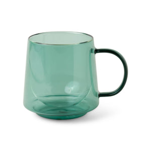 Double Walled Glass Mug - Dark Teal, 12 oz