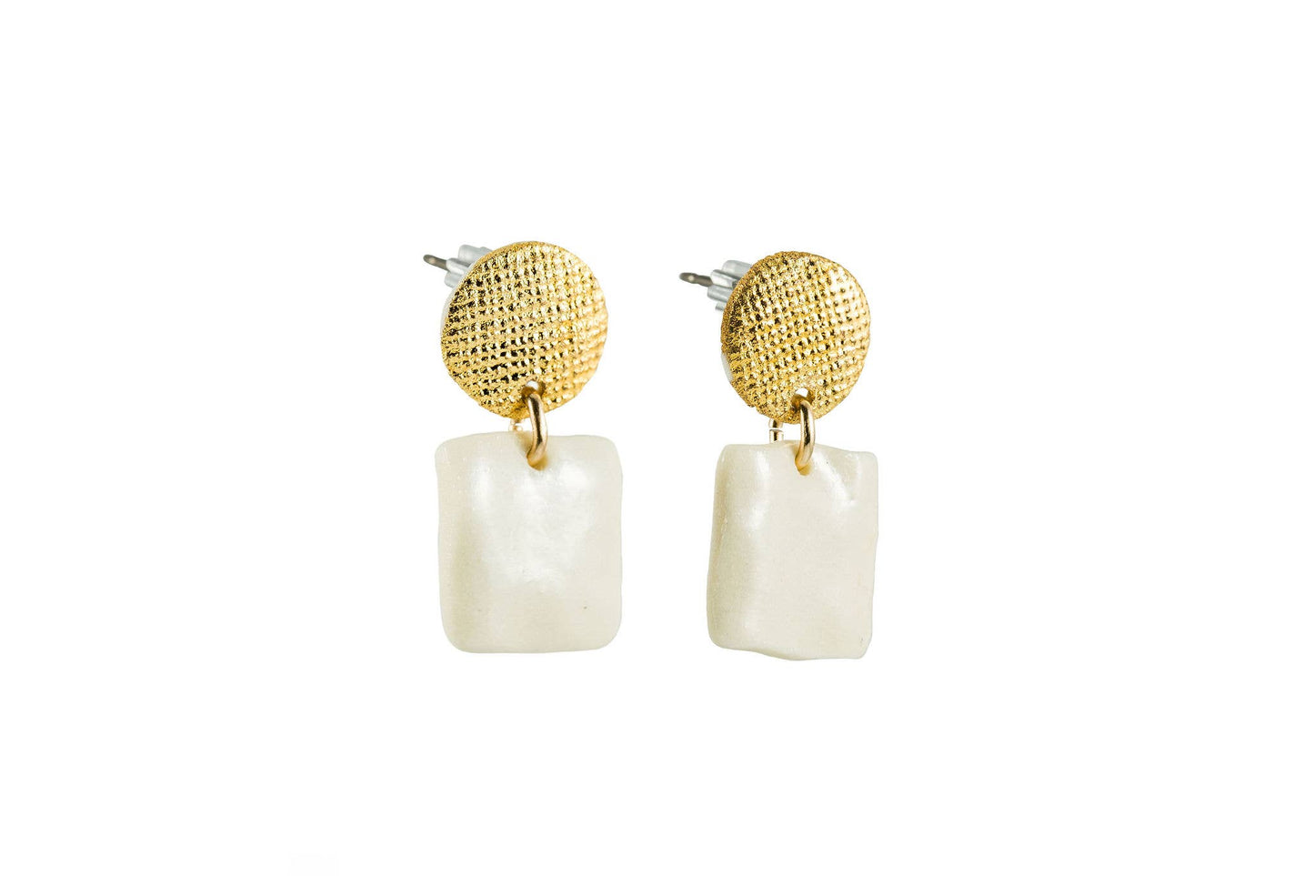 Jenna Vanden Brink Ceramics - Mini Link Earrings: Glossy White