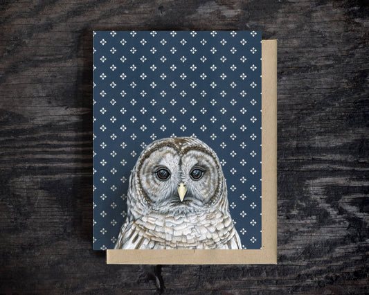 Emily Uchytil - Barred Owl (Dark Blue) -  Note Card