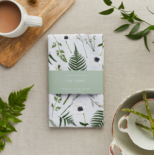 Catherine Lewis Design - Wild Meadow - Tea Towel - Grey