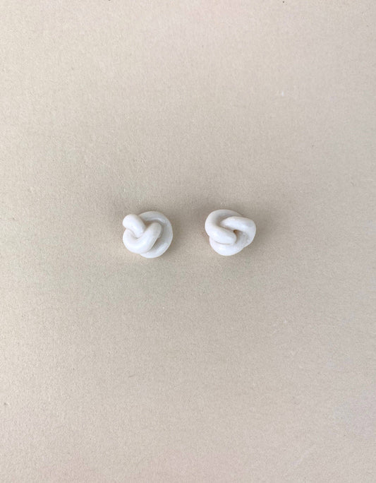 White Porcelain Knot Studs