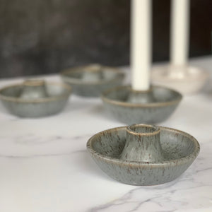 Gray Speckled Candle Holder