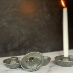 Gray Speckled Candle Holder