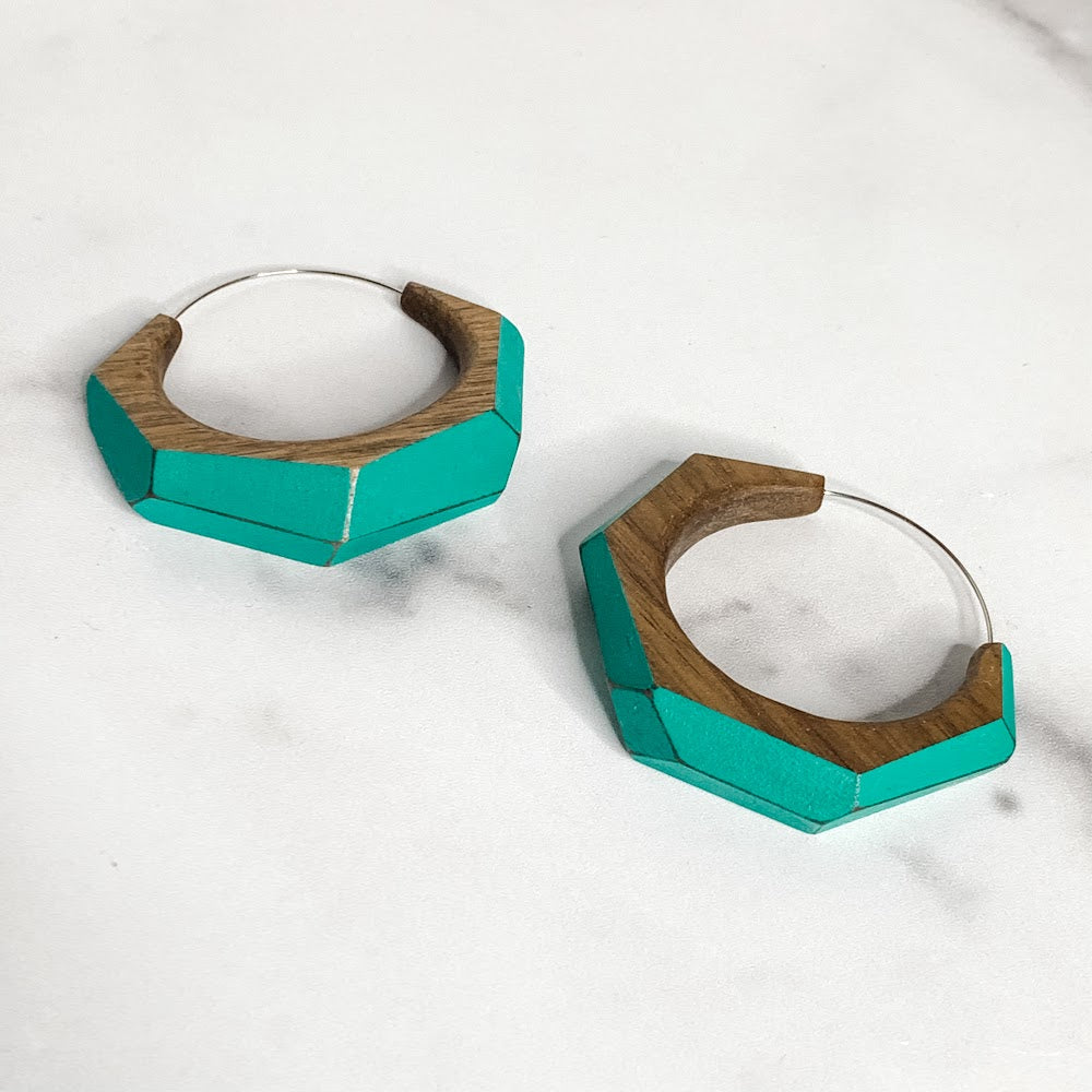 Turquoise Faceted Hoops