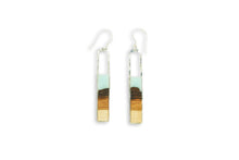 Load image into Gallery viewer, “STRATA” - TURQUOISE BASSWOOD RECTANGLE EARRINGS
