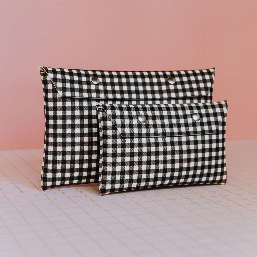 Black & White Gingham Pouch - large
