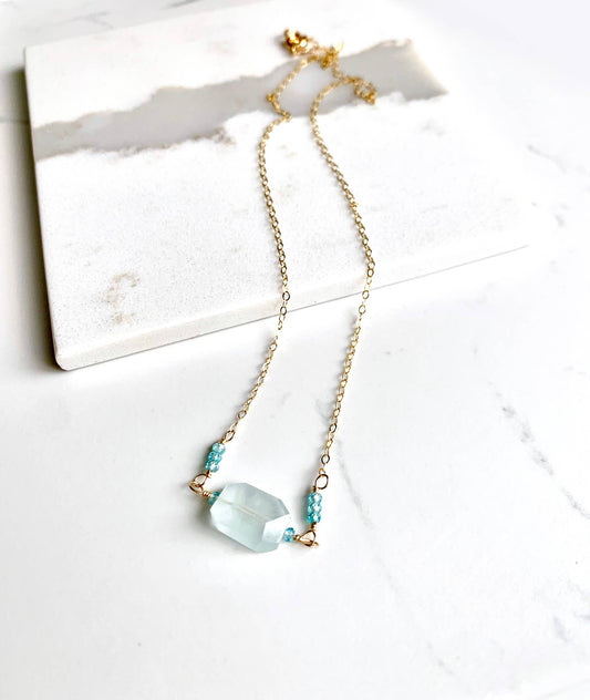 Aquamarine Pendant Necklace | Gemstone Necklace